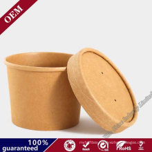 Take out Soup Containers Cup Disposable Kraft Paper Bowl with Lid